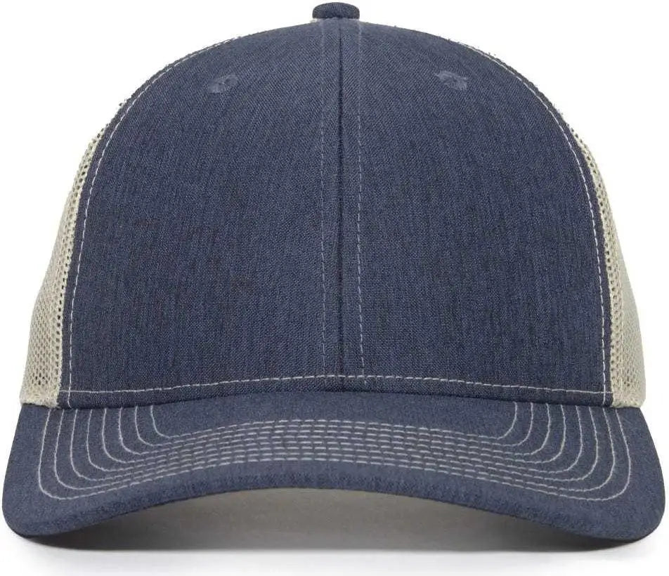 OC Sports OC771 Adjustable Mesh Back Cap - LN Heathered Navy Khaki - Navy Khaki / 6 7/8’’ - 7 1/2’’