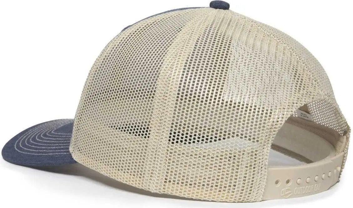 OC Sports OC771 Adjustable Mesh Back Cap - LN Heathered Navy Khaki - Navy Khaki / 6 7/8’’ - 7 1/2’’