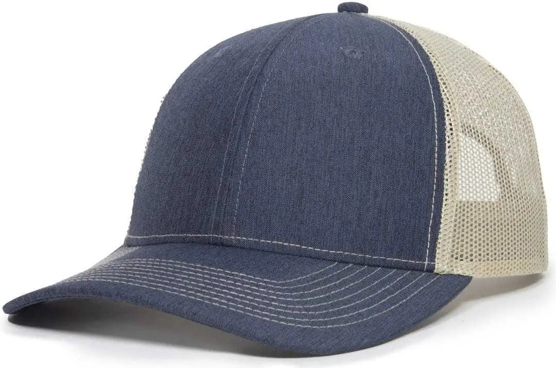 OC Sports OC771 Adjustable Mesh Back Cap - LN Heathered Navy Khaki - Navy Khaki / 6 7/8’’ - 7 1/2’’