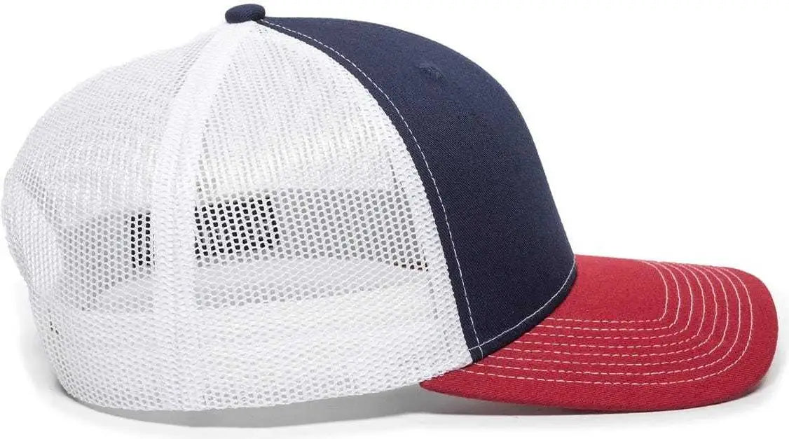 OC Sports OC771 Adjustable Mesh Back Cap - Navy White Cardinal - Navy White / 6 7/8’’ - 7 1/2’’