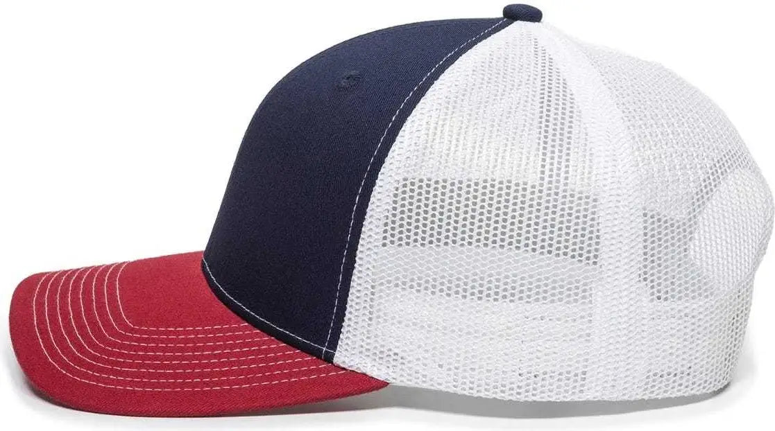 OC Sports OC771 Adjustable Mesh Back Cap - Navy White Cardinal - Navy White / 6 7/8’’ - 7 1/2’’