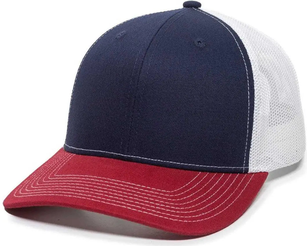 OC Sports OC771 Adjustable Mesh Back Cap - Navy White Cardinal - Navy White / 6 7/8’’ - 7 1/2’’