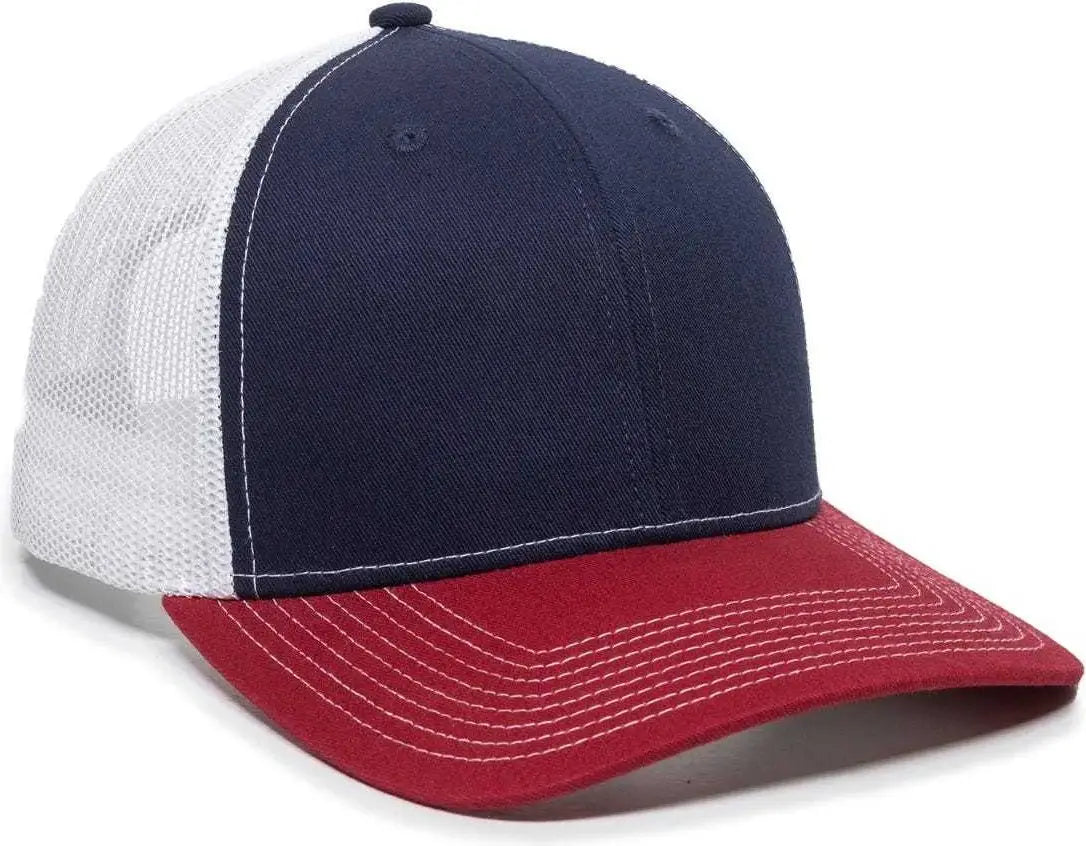 OC Sports OC771 Adjustable Mesh Back Cap - Navy White Cardinal - Navy White / 6 7/8’’ - 7 1/2’’