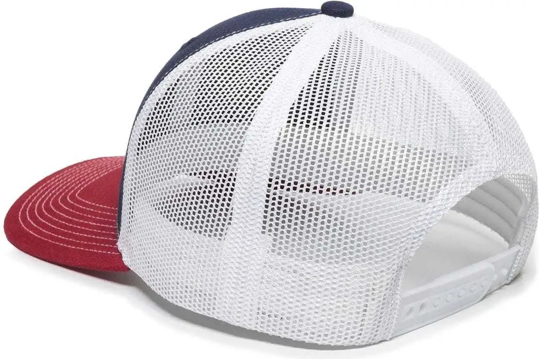 OC Sports OC771 Adjustable Mesh Back Cap - Navy White Cardinal - Navy White / 6 7/8’’ - 7 1/2’’