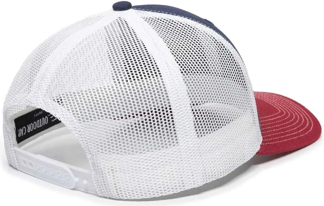 OC Sports OC771 Adjustable Mesh Back Cap - Navy White Cardinal - Navy White / 6 7/8’’ - 7 1/2’’