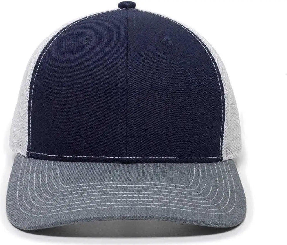 OC Sports OC771 Adjustable Mesh Back Cap - Navy White Heathered Gray - Navy White / 6 7/8’’ - 7 1/2’’