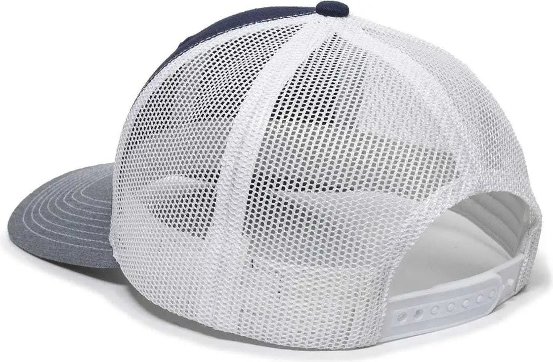 OC Sports OC771 Adjustable Mesh Back Cap - Navy White Heathered Gray - Navy White / 6 7/8’’ - 7 1/2’’