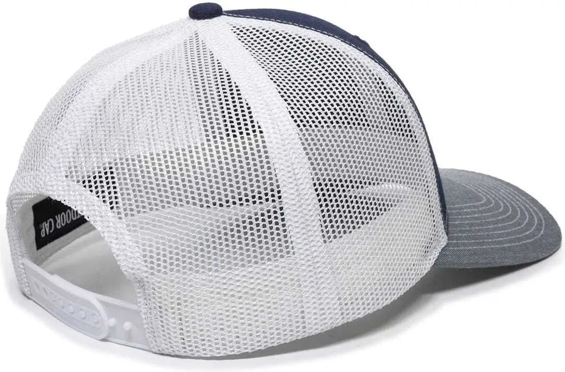 OC Sports OC771 Adjustable Mesh Back Cap - Navy White Heathered Gray - Navy White / 6 7/8’’ - 7 1/2’’