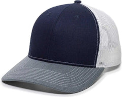 OC Sports OC771 Adjustable Mesh Back Cap - Navy White Heathered Gray - Navy White / 6 7/8’’ - 7 1/2’’