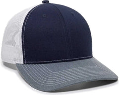OC Sports OC771 Adjustable Mesh Back Cap - Navy White Heathered Gray - Navy White / 6 7/8’’ - 7 1/2’’