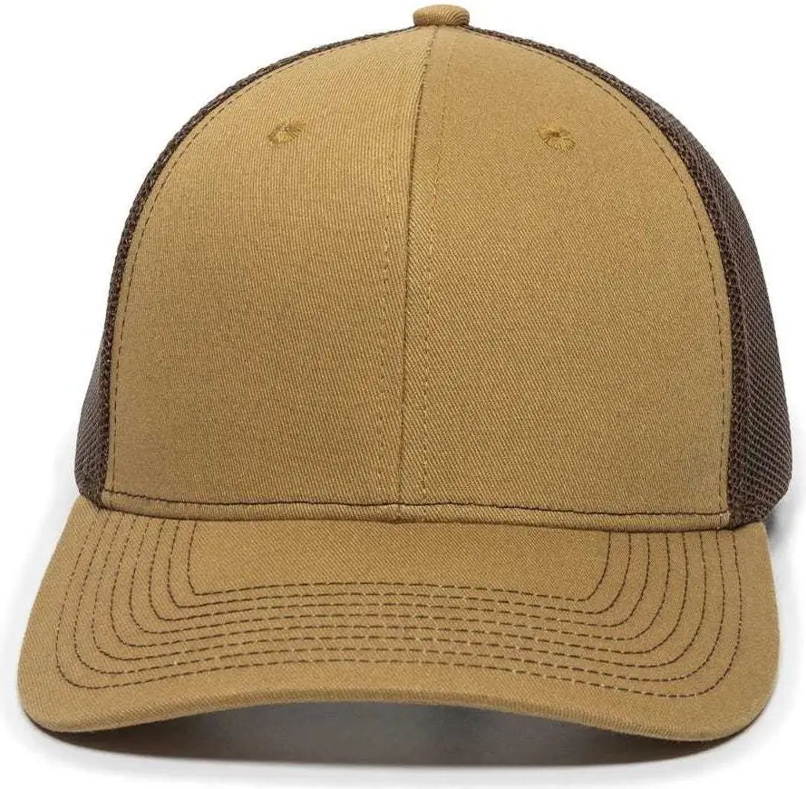 OC Sports OC771 Adjustable Mesh Back Cap - Old Gold Brown - Gold Brown / 6 7/8’’ - 7 1/2’’