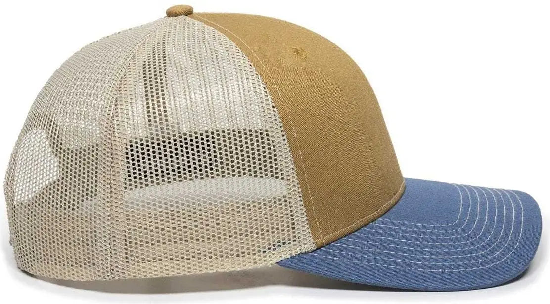 OC Sports OC771 Adjustable Mesh Back Cap - Old Gold Khaki Slate - Gold Khaki / 6 7/8’’ - 7 1/2’’