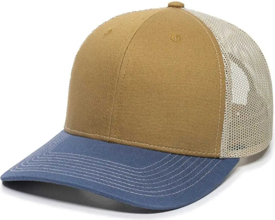 OC Sports OC771 Adjustable Mesh Back Cap - Old Gold Khaki Slate - Gold Khaki / 6 7/8’’ - 7 1/2’’