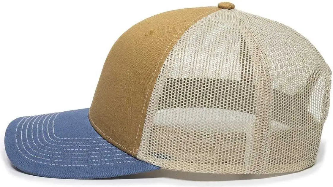 OC Sports OC771 Adjustable Mesh Back Cap - Old Gold Khaki Slate - Gold Khaki / 6 7/8’’ - 7 1/2’’