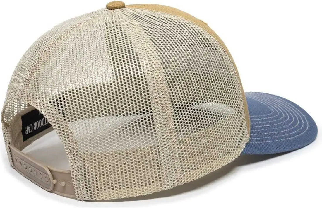 OC Sports OC771 Adjustable Mesh Back Cap - Old Gold Khaki Slate - Gold Khaki / 6 7/8’’ - 7 1/2’’
