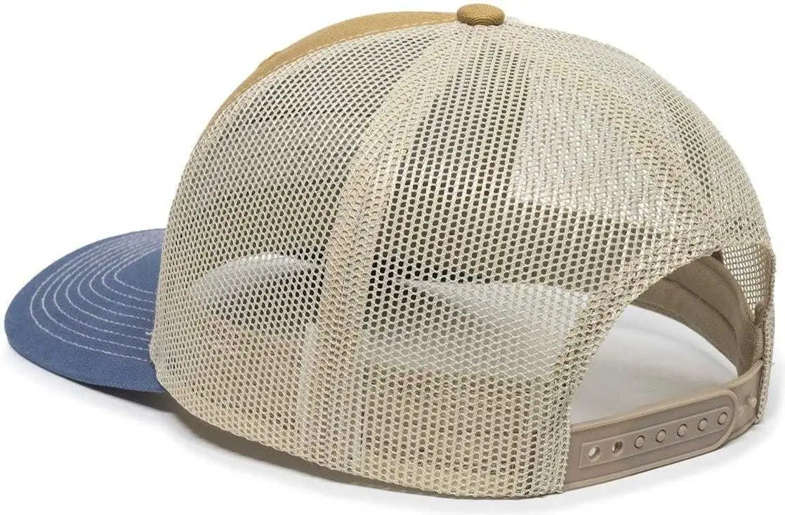 OC Sports OC771 Adjustable Mesh Back Cap - Old Gold Khaki Slate - Gold Khaki / 6 7/8’’ - 7 1/2’’