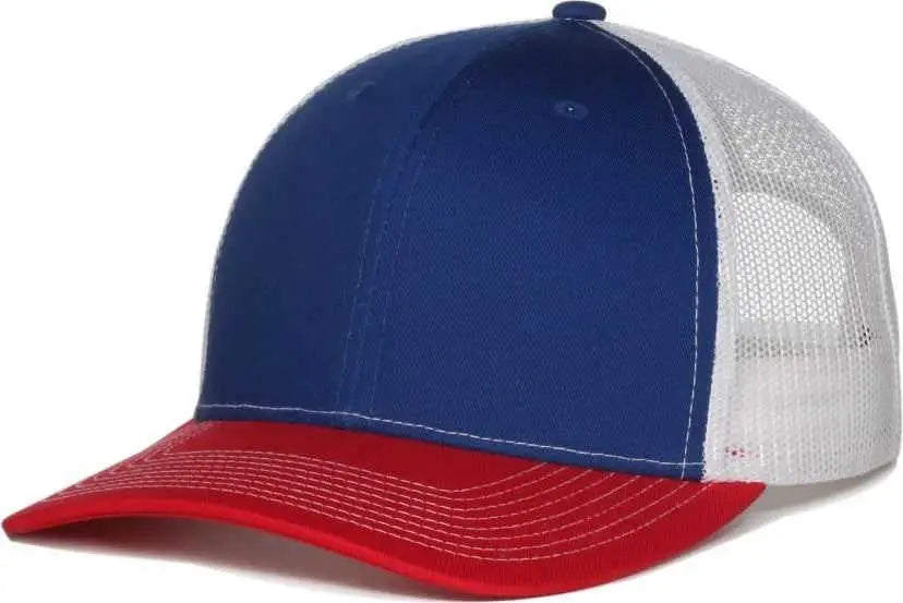 OC Sports OC771 Adjustable Mesh Back Cap - Royal White Red - Royal White Red / OSFM