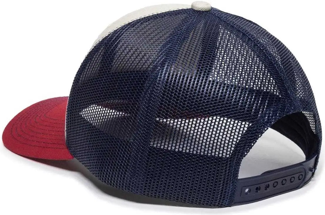 OC Sports OC771 Adjustable Mesh Back Cap - Stone Navy Cardinal - Ivory Navy / 6 7/8’’ - 7 1/2’’