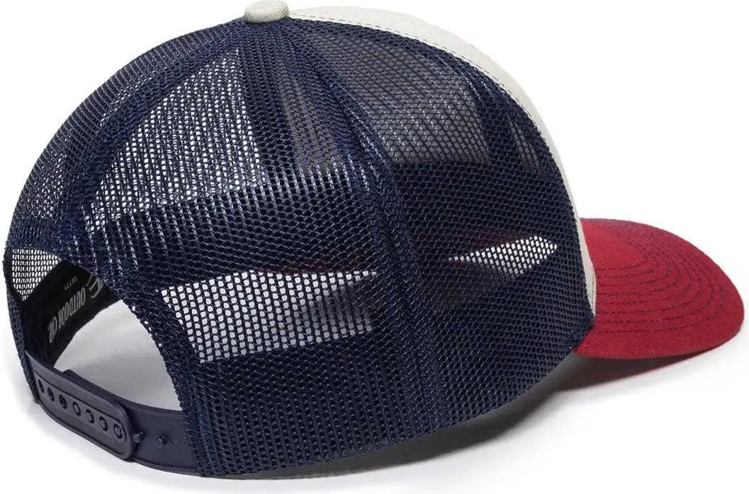 OC Sports OC771 Adjustable Mesh Back Cap - Stone Navy Cardinal - Ivory Navy / 6 7/8’’ - 7 1/2’’