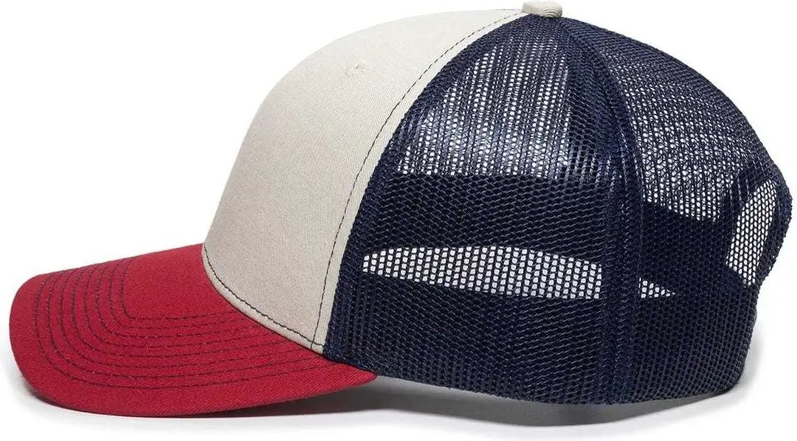 OC Sports OC771 Adjustable Mesh Back Cap - Stone Navy Cardinal - Ivory Navy / 6 7/8’’ - 7 1/2’’