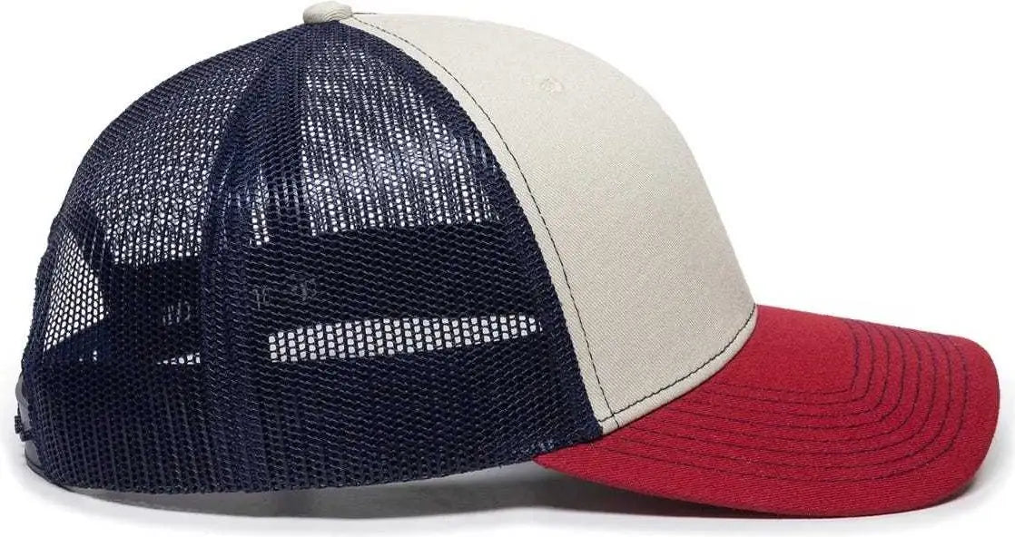 OC Sports OC771 Adjustable Mesh Back Cap - Stone Navy Cardinal - Ivory Navy / 6 7/8’’ - 7 1/2’’