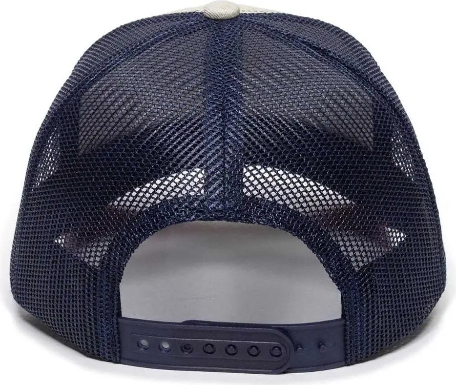 OC Sports OC771 Adjustable Mesh Back Cap - Stone Navy Cardinal - Ivory Navy / 6 7/8’’ - 7 1/2’’