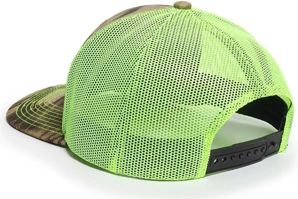 OC Sports OC771CAMO Adjustable Mesh Back Cap - Kryptek Highlander Neon Yellow - Kryptek Highlander Lime / 6 7/8’’ - 7