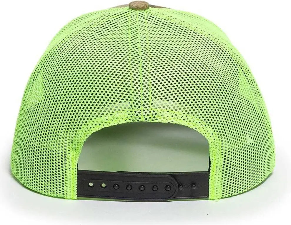 OC Sports OC771CAMO Adjustable Mesh Back Cap - Kryptek Highlander Neon Yellow - Kryptek Highlander Lime / 6 7/8’’ - 7