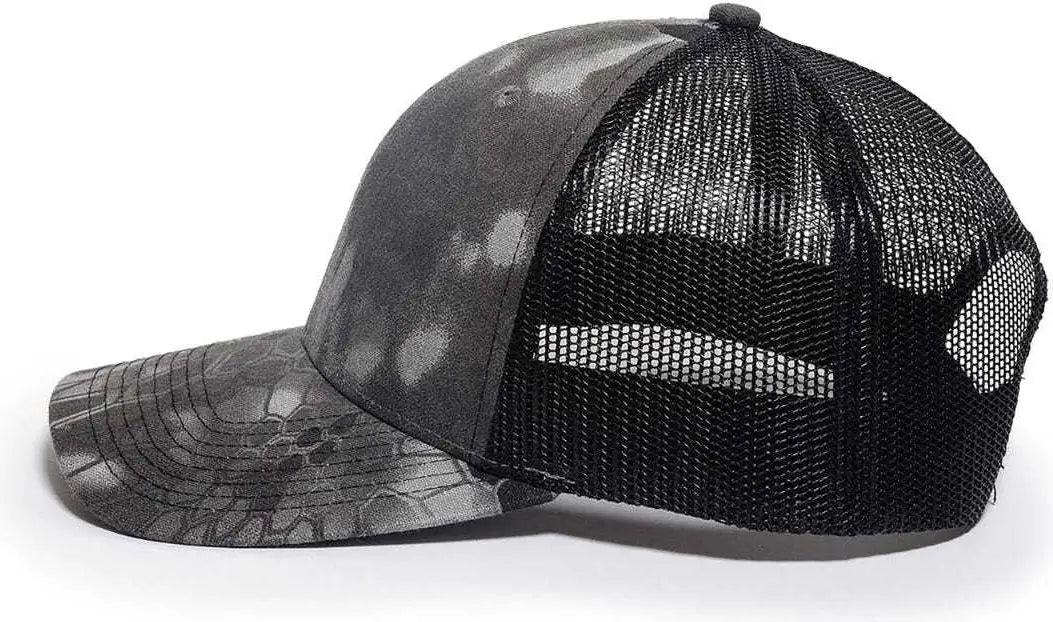 OC Sports OC771CAMO Adjustable Mesh Back Cap - Kryptek Raid Black - Kryptek Raid Black / 6 7/8’’ - 7 1/2’’