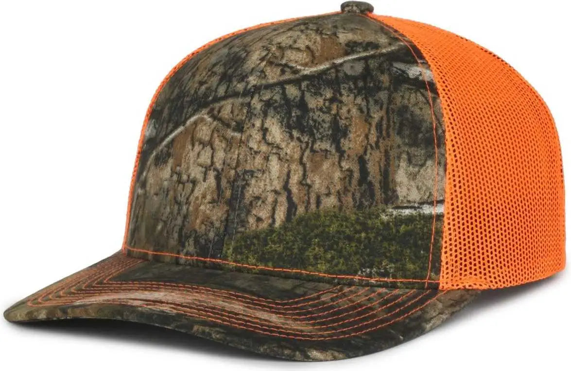 OC Sports OC771CAMO Adjustable Mesh Back Cap - Mossy Oak Country DNA Neon Orange