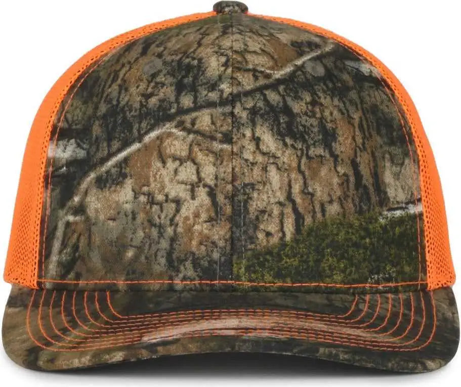OC Sports OC771CAMO Adjustable Mesh Back Cap - Mossy Oak Country DNA Neon Orange