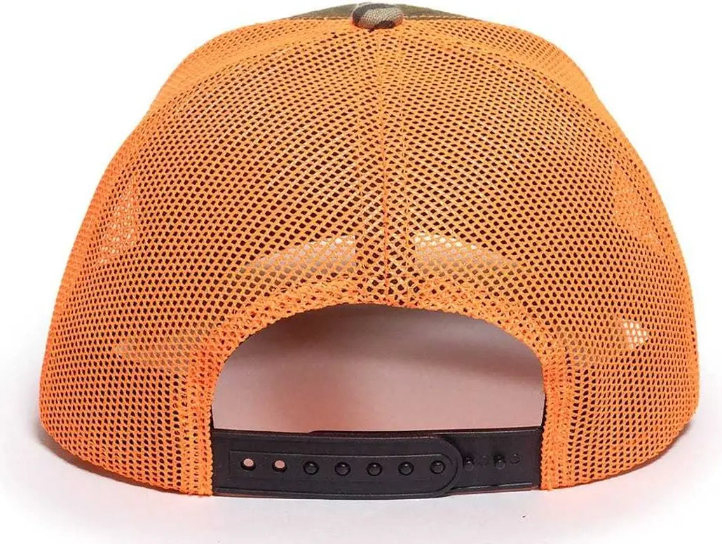 OC Sports OC771CAMO Adjustable Mesh Back Cap - Mossy Oak Original Bottomland Neon Orange - Mossy Oak Neon Orange / 6
