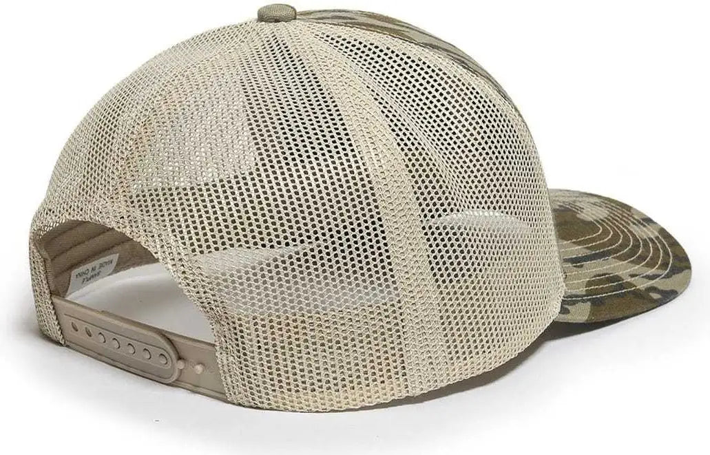 OC Sports OC771CAMO Adjustable Mesh Back Cap - Mossy Oak Original Bottomland Tan