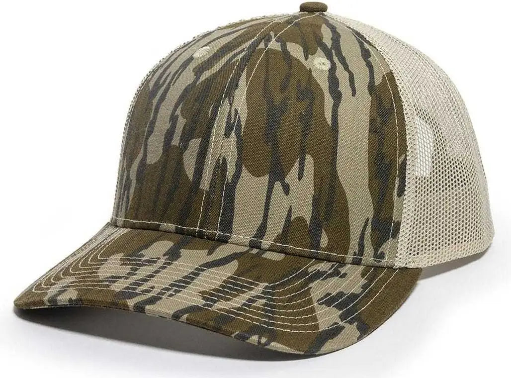 OC Sports OC771CAMO Adjustable Mesh Back Cap - Mossy Oak Original Bottomland Tan