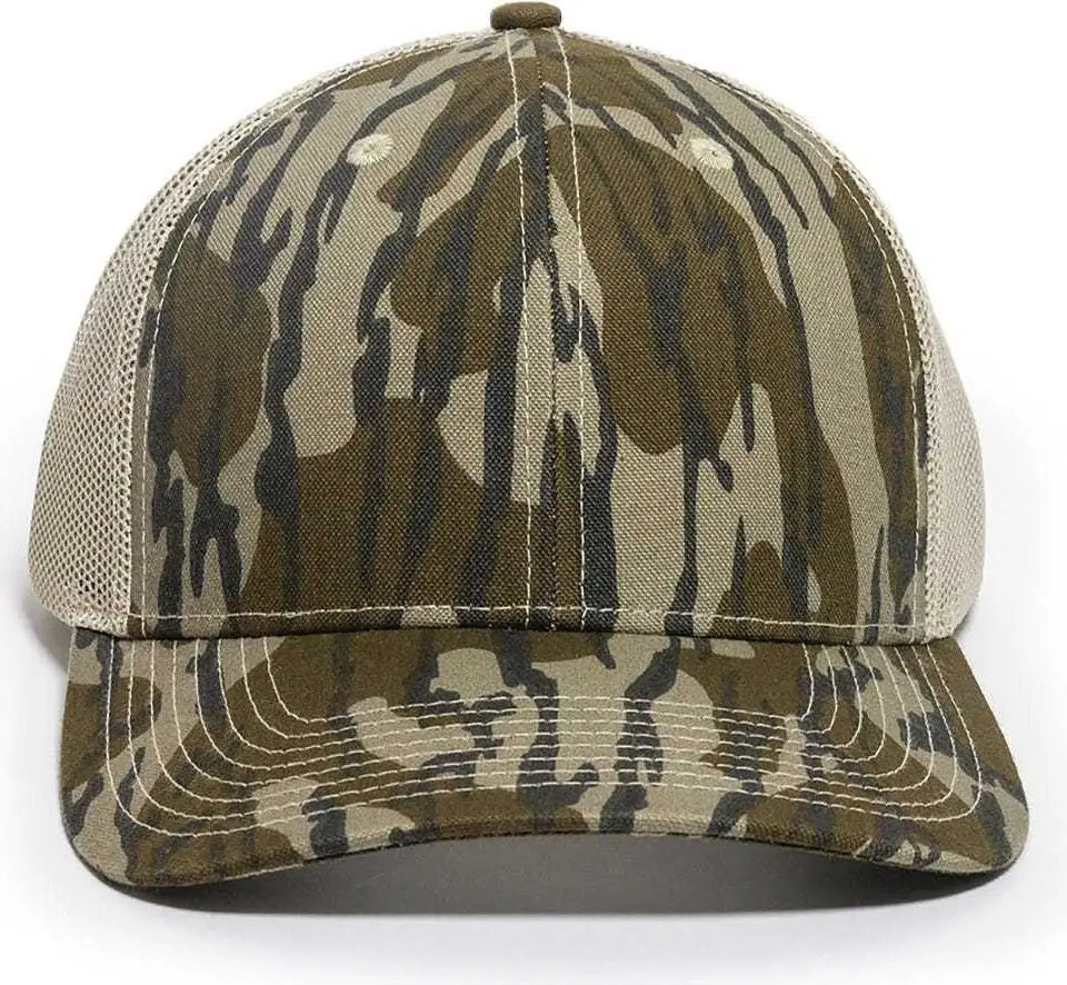 OC Sports OC771CAMO Adjustable Mesh Back Cap - Mossy Oak Original Bottomland Tan