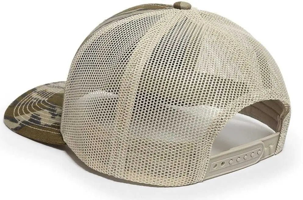 OC Sports OC771CAMO Adjustable Mesh Back Cap - Mossy Oak Original Bottomland Tan