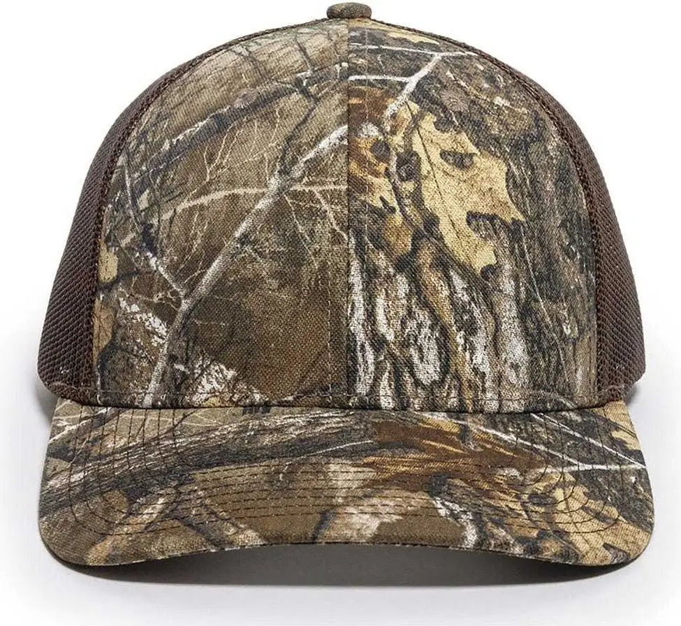 OC Sports OC771CAMO Adjustable Mesh Back Cap - Realtree Edge Brown - Realtree Edge Brown / 6 7/8’’ - 7 1/2’’
