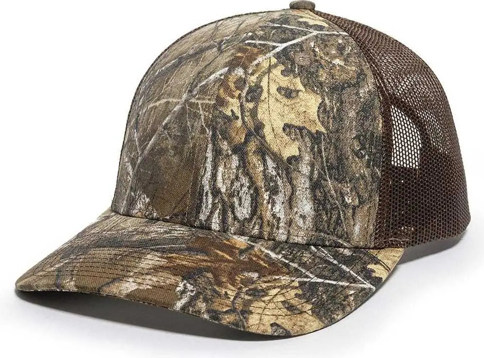 OC Sports OC771CAMO Adjustable Mesh Back Cap - Realtree Edge Brown - Realtree Edge Brown / 6 7/8’’ - 7 1/2’’