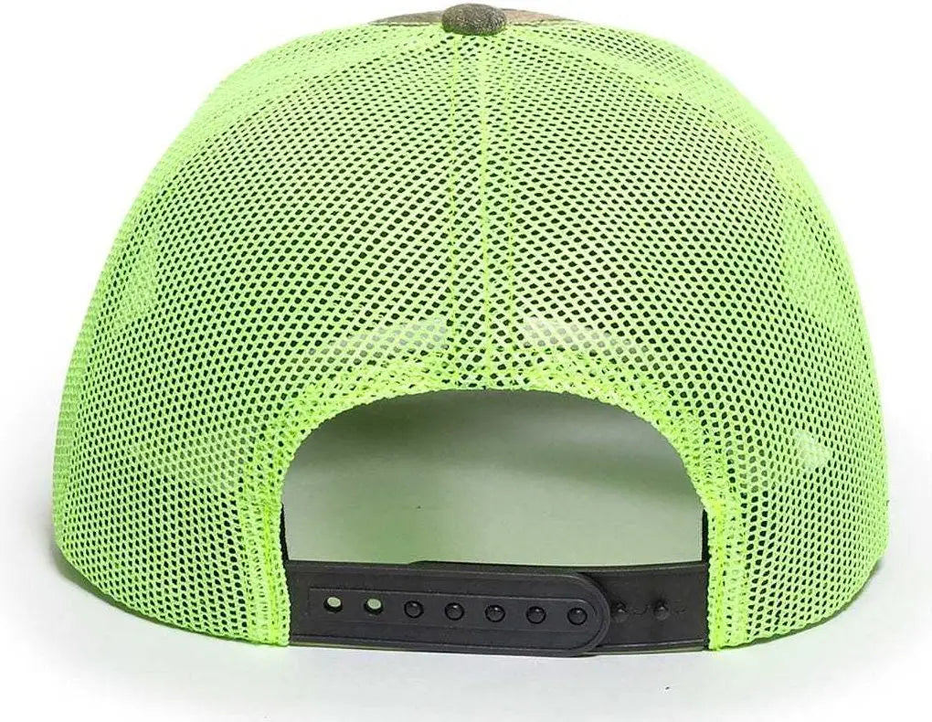 OC Sports OC771CAMO Adjustable Mesh Back Cap - Realtree Edge Neon Yellow - Realtree Edge Lime / 6 7/8’’ - 7 1/2’’