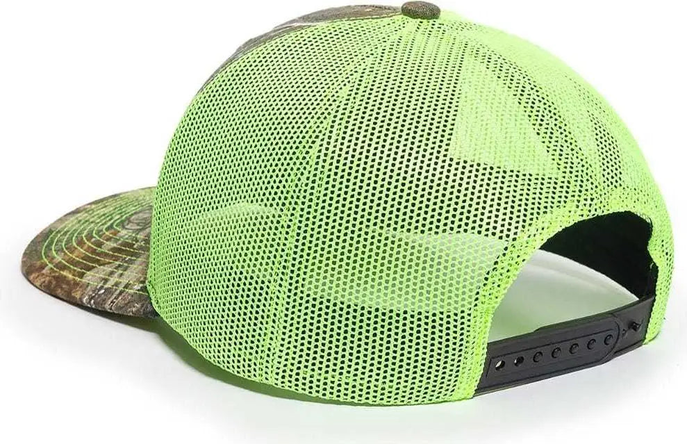 OC Sports OC771CAMO Adjustable Mesh Back Cap - Realtree Edge Neon Yellow - Realtree Edge Lime / 6 7/8’’ - 7 1/2’’