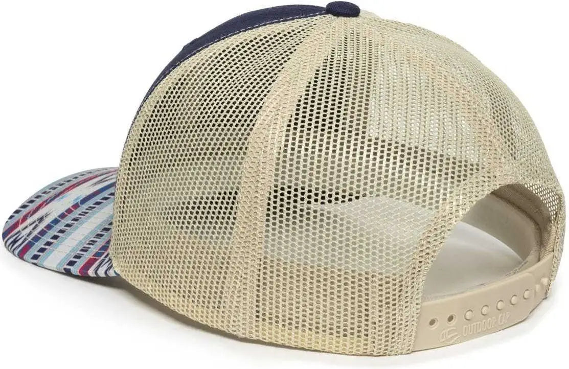 OC Sports OC771P Slight Pre-Curved Sublimated Visor Cap - Navy Khaki Khaki - Navy Khaki / 6 7/8’’ - 7 1/2’’