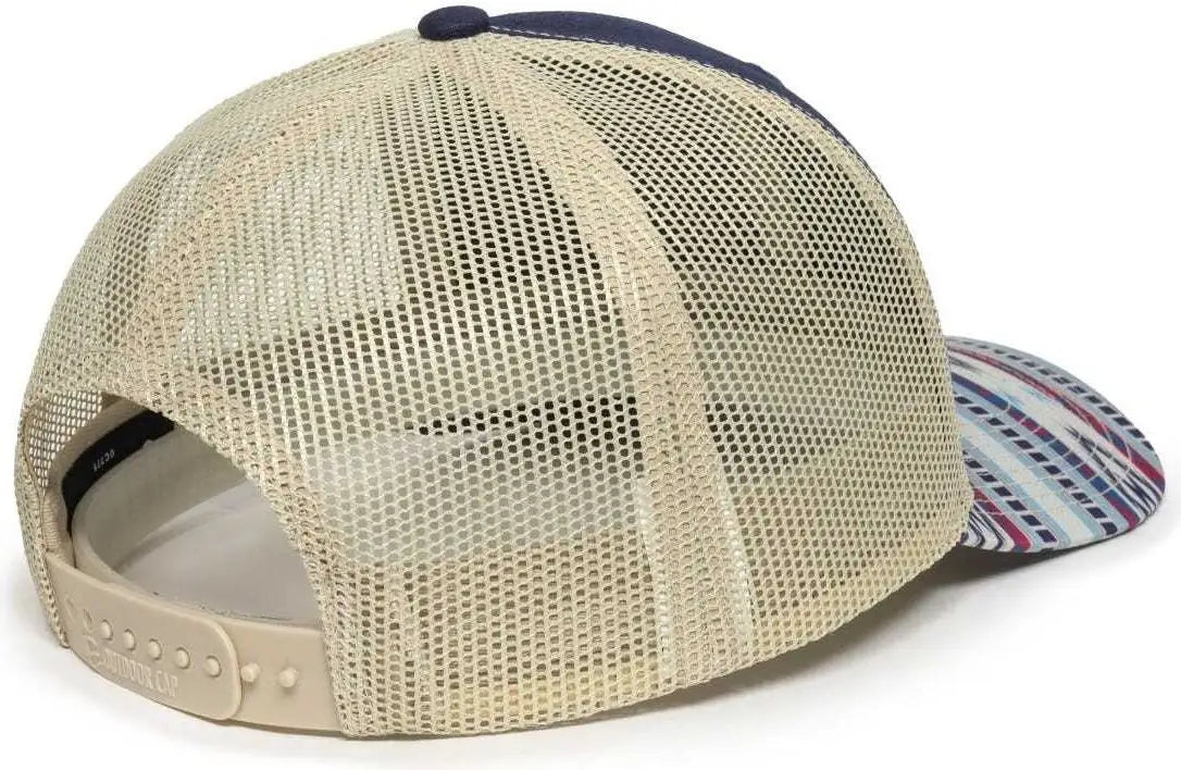 OC Sports OC771P Slight Pre-Curved Sublimated Visor Cap - Navy Khaki Khaki - Navy Khaki / 6 7/8’’ - 7 1/2’’