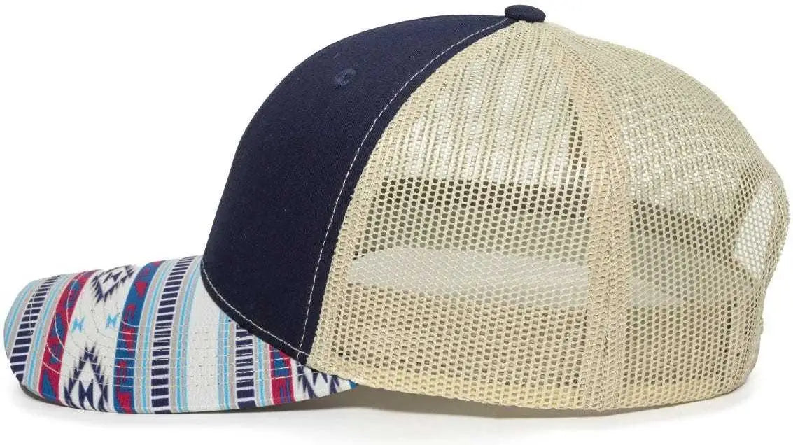 OC Sports OC771P Slight Pre-Curved Sublimated Visor Cap - Navy Khaki Khaki - Navy Khaki / 6 7/8’’ - 7 1/2’’