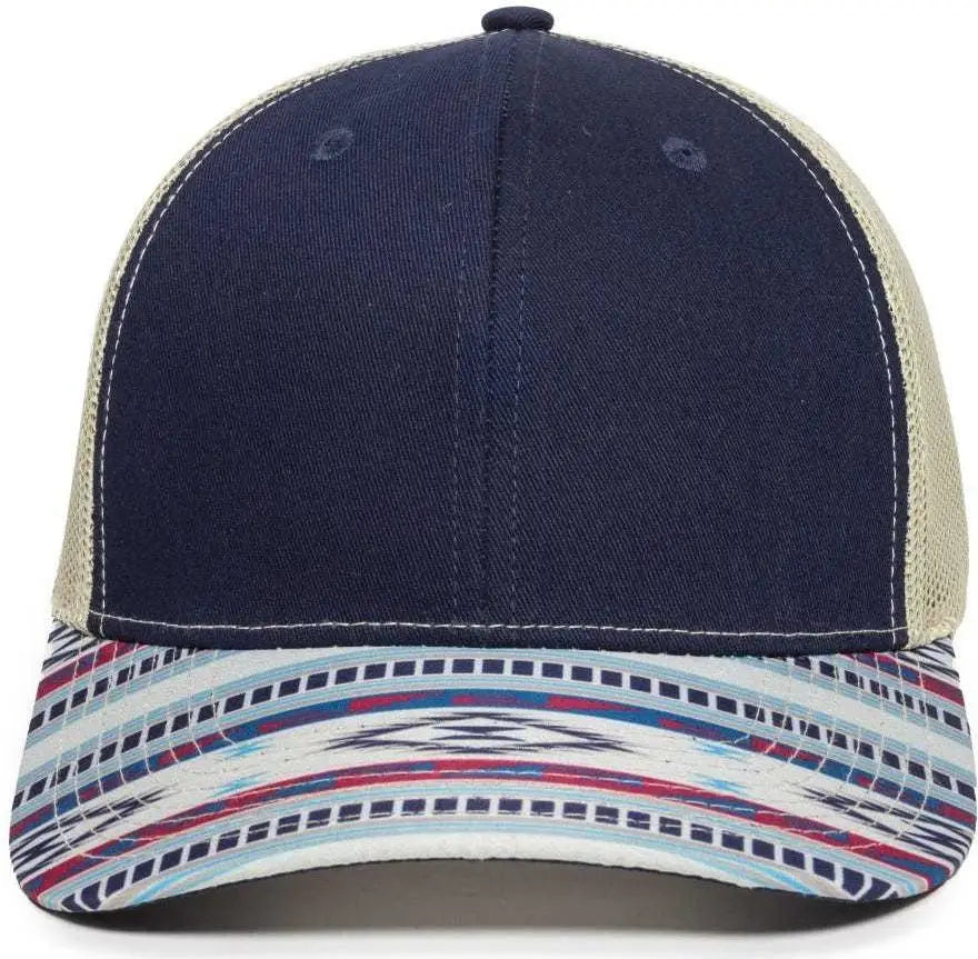 OC Sports OC771P Slight Pre-Curved Sublimated Visor Cap - Navy Khaki Khaki - Navy Khaki / 6 7/8’’ - 7 1/2’’