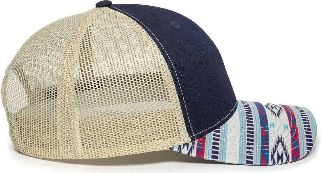 OC Sports OC771P Slight Pre-Curved Sublimated Visor Cap - Navy Khaki Khaki - Navy Khaki / 6 7/8’’ - 7 1/2’’