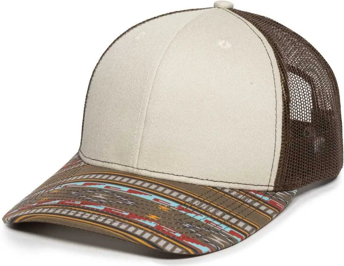 OC Sports OC771P Slight Pre-Curved Sublimated Visor Cap - Stone Brown Gold - Light Gray Brown / 6 7/8’’ - 7 1/2’’