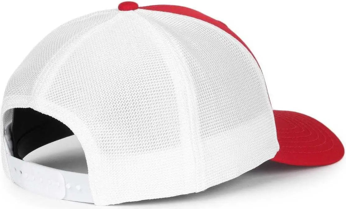 OC Sports OC771PF Slight Pre-Curved Visorr Cap - Red White - Red White / 6 7/8’’ - 7 1/2’’