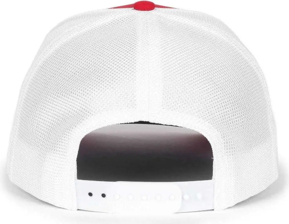 OC Sports OC771PF Slight Pre-Curved Visorr Cap - Red White - Red White / 6 7/8’’ - 7 1/2’’