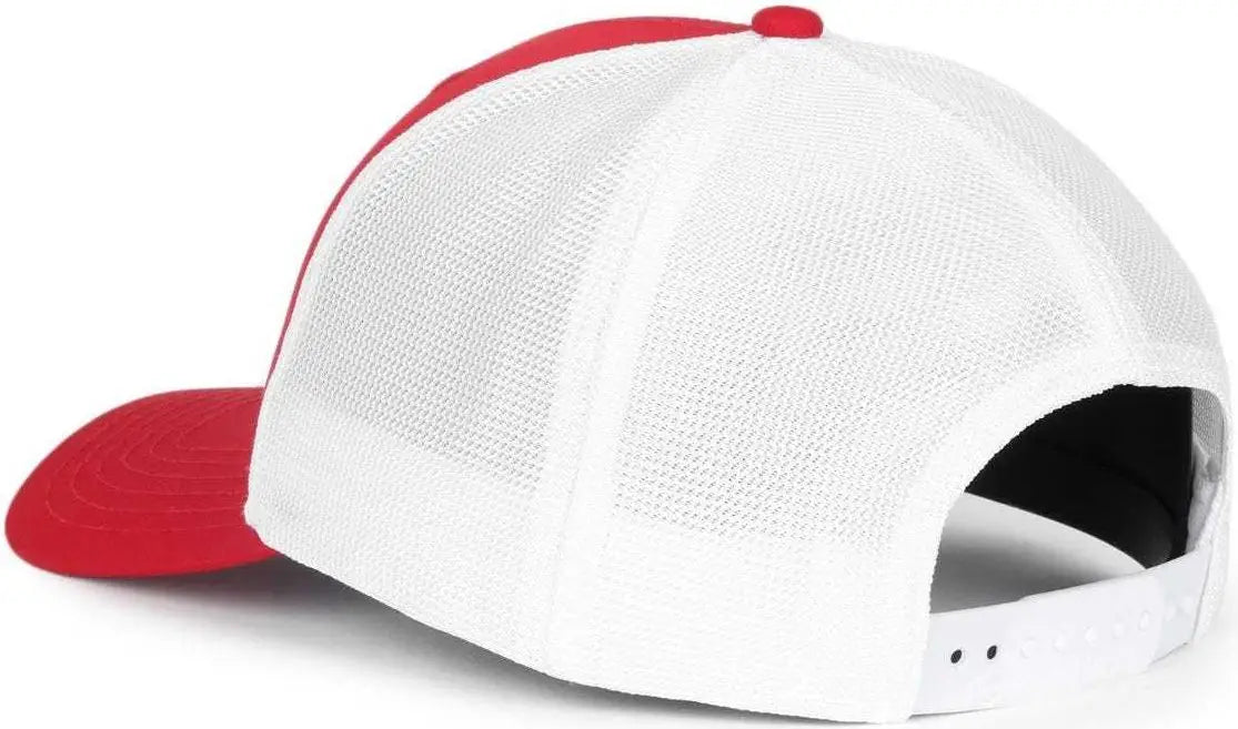 OC Sports OC771PF Slight Pre-Curved Visorr Cap - Red White - Red White / 6 7/8’’ - 7 1/2’’