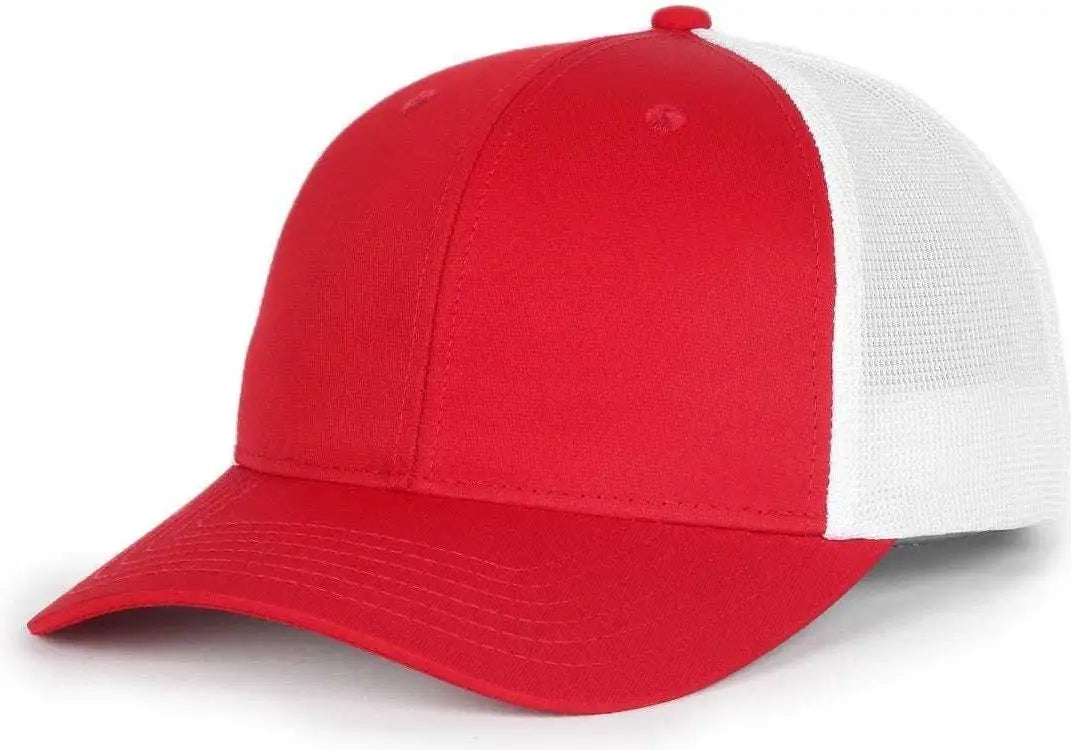 OC Sports OC771PF Slight Pre-Curved Visorr Cap - Red White - Red White / 6 7/8’’ - 7 1/2’’